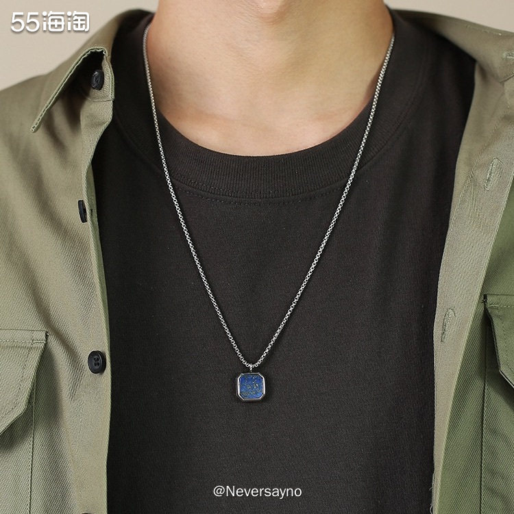 Nialaya Jewelry方形水晶纯银吊坠，充满神秘感 