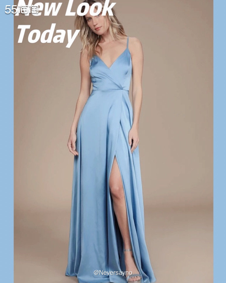 Hanny Deep高品质缎面气质款大摆连衣裙，后背交叉绑带