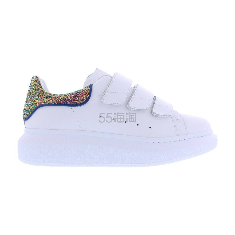 Alexander McQUEEN亚历山大麦昆 女士亮片细节尾部魔术贴小白鞋运动鞋板鞋