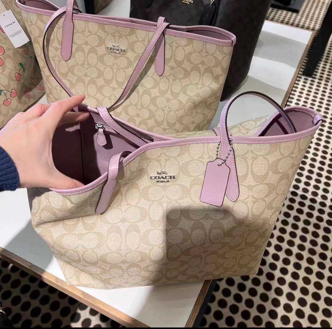 Coach city tote 33香芋紫手柄，谁让它是奶茶