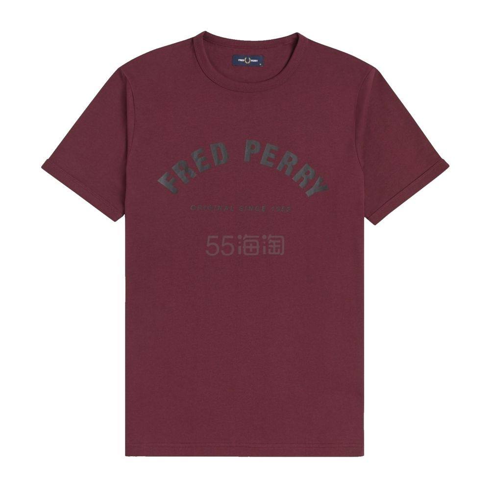 Fred Perry 男士深红色logo印花棉质半袖T恤