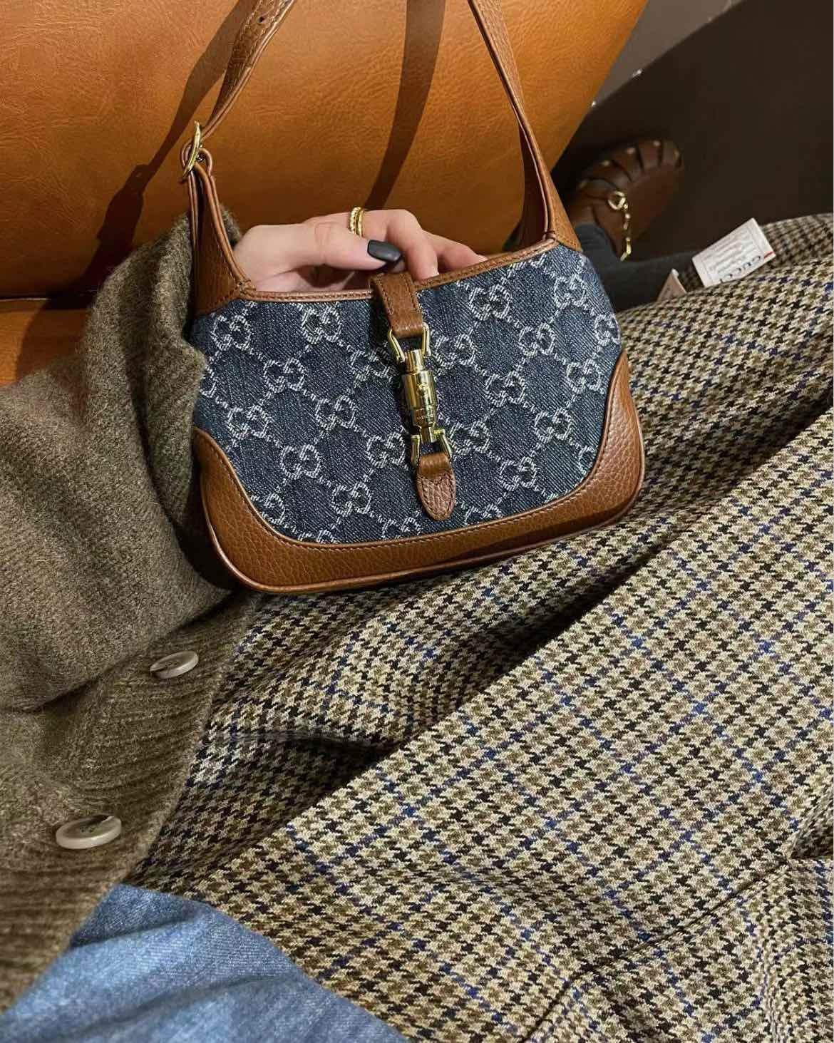 Gucci牛仔丹宁mini Jackie 1961腋下包  
