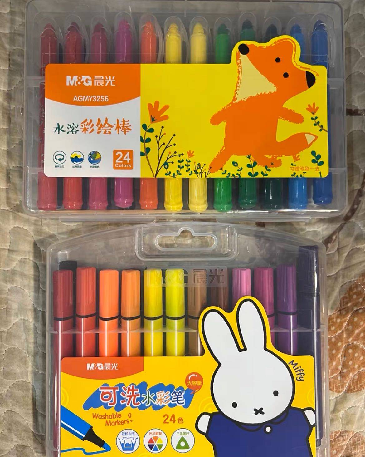 🍀最近儿子幼儿园老师要求带儿童画笔去学校，水溶性彩绘棒，说