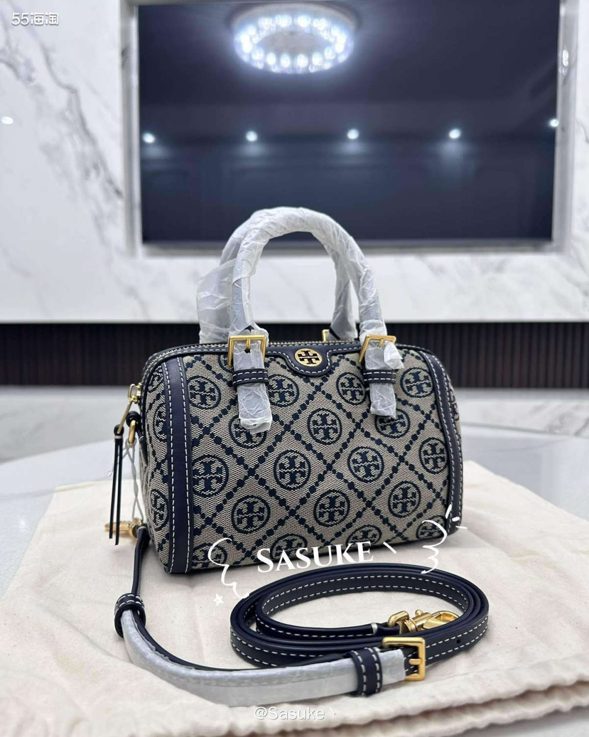 🌈ToryBurch美国官网下单海军蓝迷你老花波士顿，当时