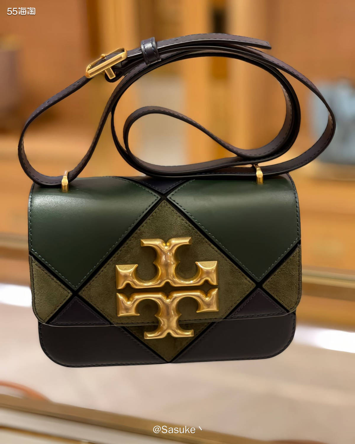 🌈ToryBurch美国官网下单Eleanor小号菱格拼色