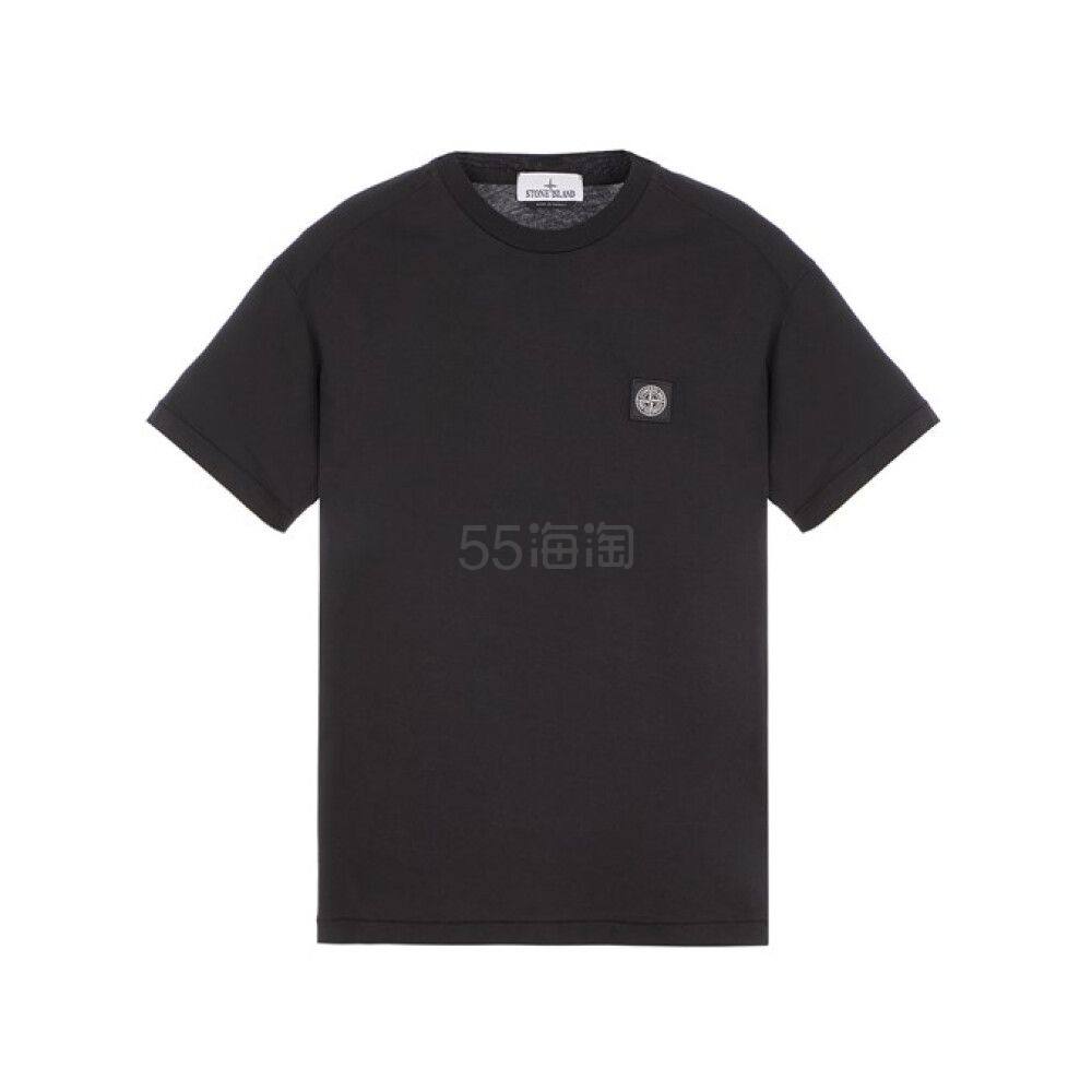 Stone Island石头岛 Compass 男士经典贴片logo黑色半袖T恤