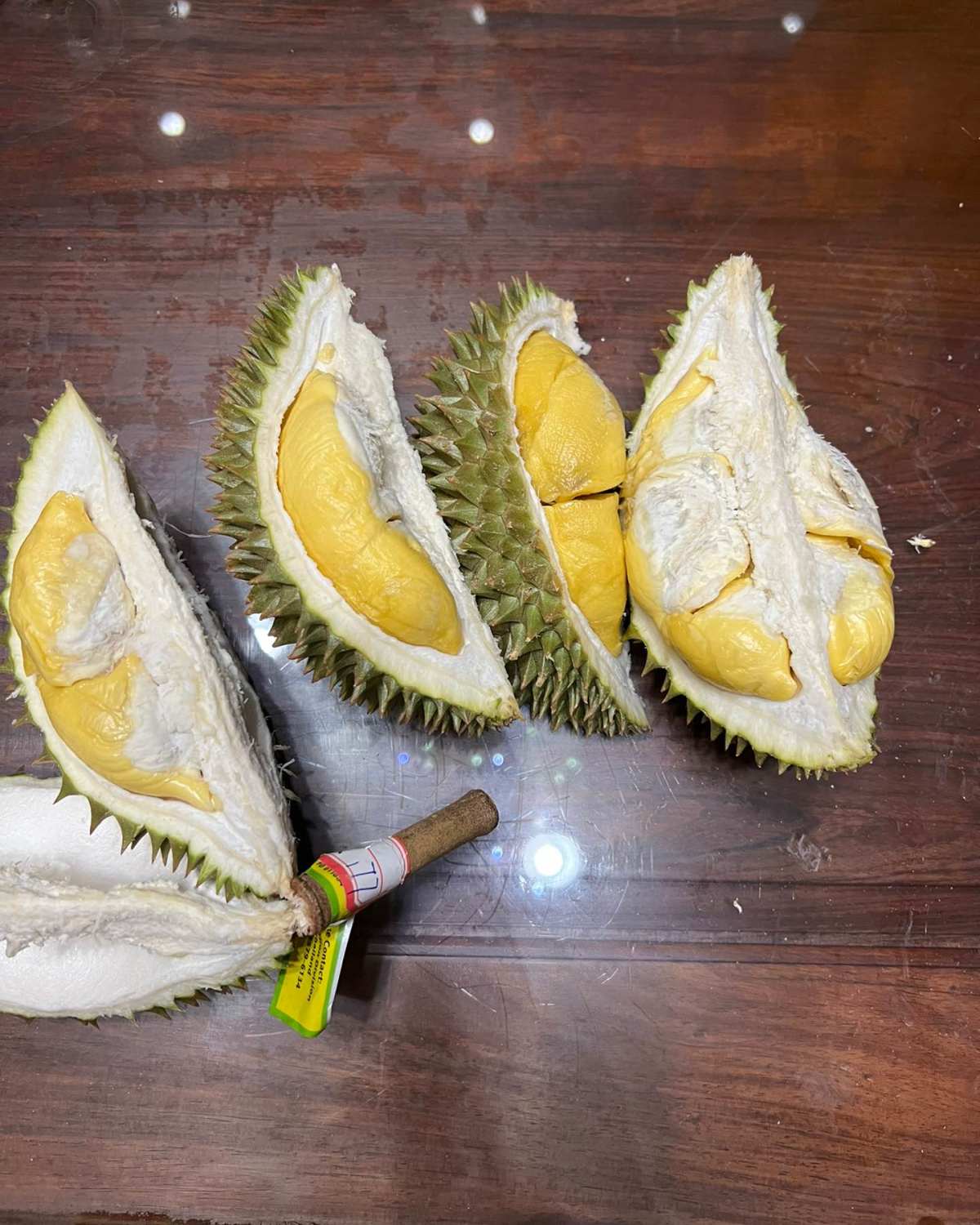 🧸今天又又又来开榴莲了，今天开的尖竹汶2号（又名金蜜王）还