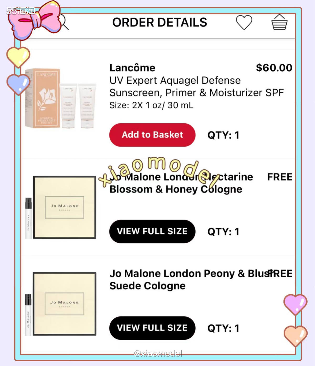 ✅下单网站：美国sephora ✅订单物品：兰蔻防 晒30m