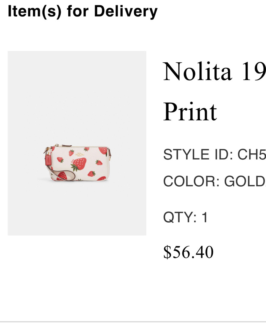 购买网站：coach奥莱 购买产品：nolita 19草莓印