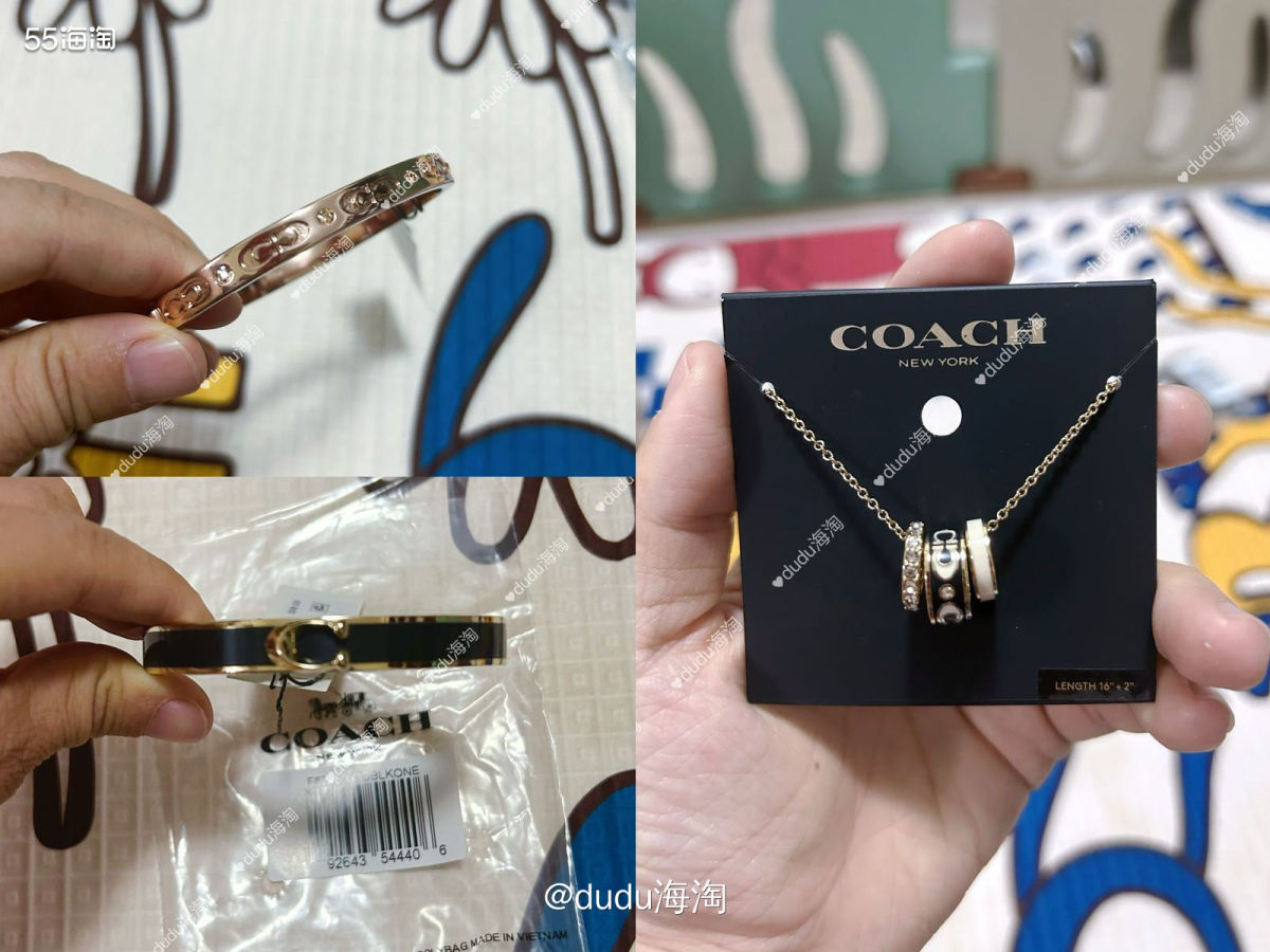 💕收到上个月初在奥莱买的手镯和项链啦，三环项链真的很好看，