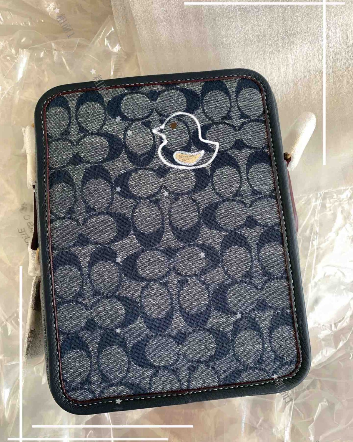 这是在coach奥莱买的一款蔻驰包包，这款包包是香布蕾老花款