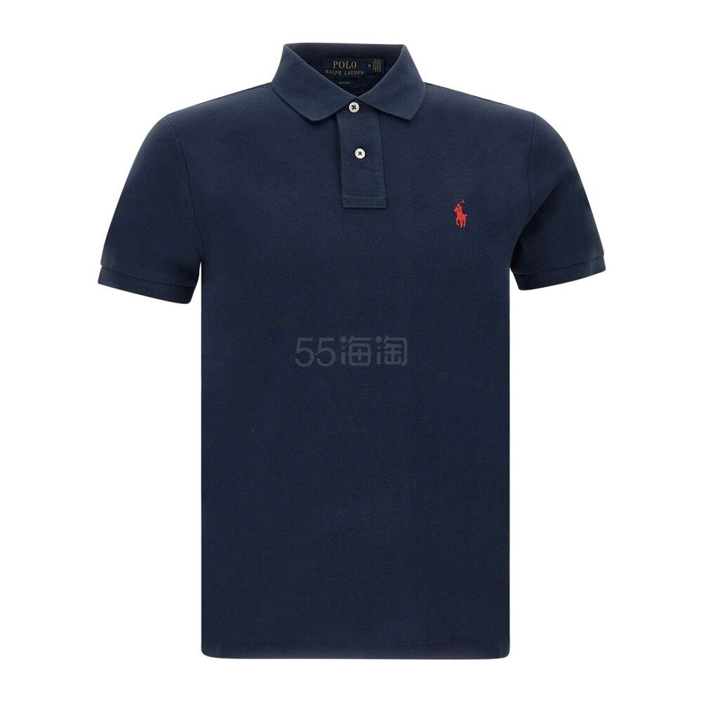 【23年春夏新品】POLO RALPH LAUREN拉夫劳伦 男士红色logo藏蓝色半袖Polo衫