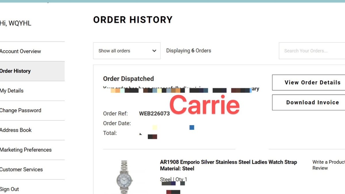 阿玛尼满天星手表海淘现货，官网订单➕电子确认邮件➕国际转运仓