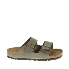 BIRKENSTOCK勃肯 Arizona 男女同款 灰棕色双扣绒面革软木拖鞋凉鞋