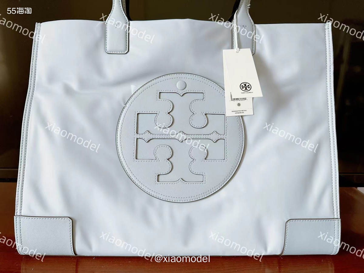 😀绝版的Tory Burch Ella托特包大号粉蓝色到货