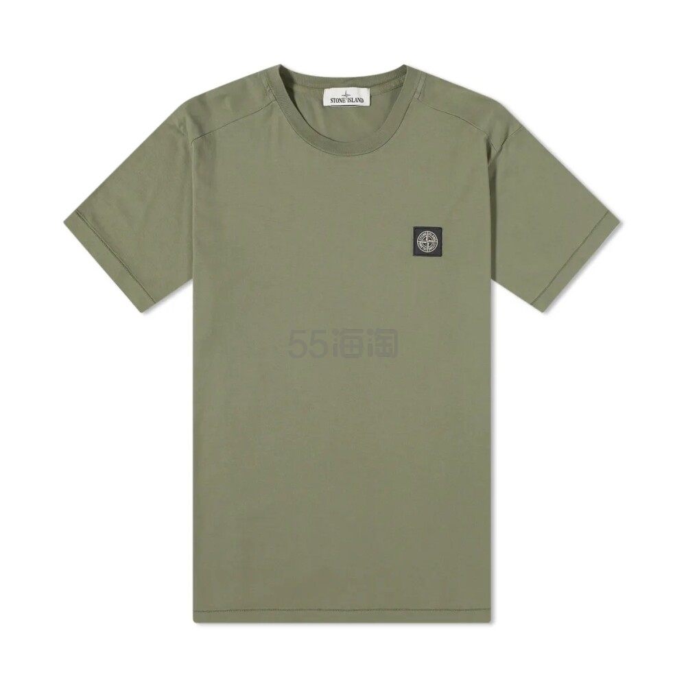 Stone Island石头岛 男士Compass 贴片徽标军绿色半袖T恤