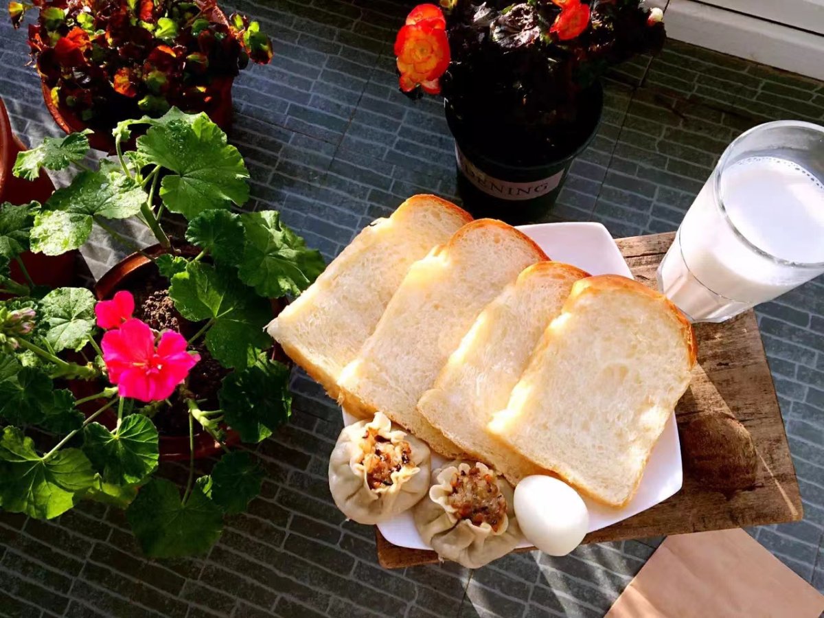 🥔发现小阳台里，晒着太阳，摆放好美味的早餐，一切都刚好~ 