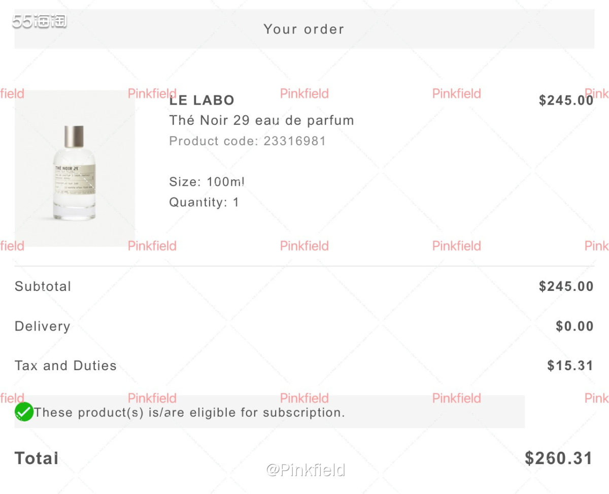 🍀这单是前阵子帮一个小仙女买的，以前只知道Le Labo实