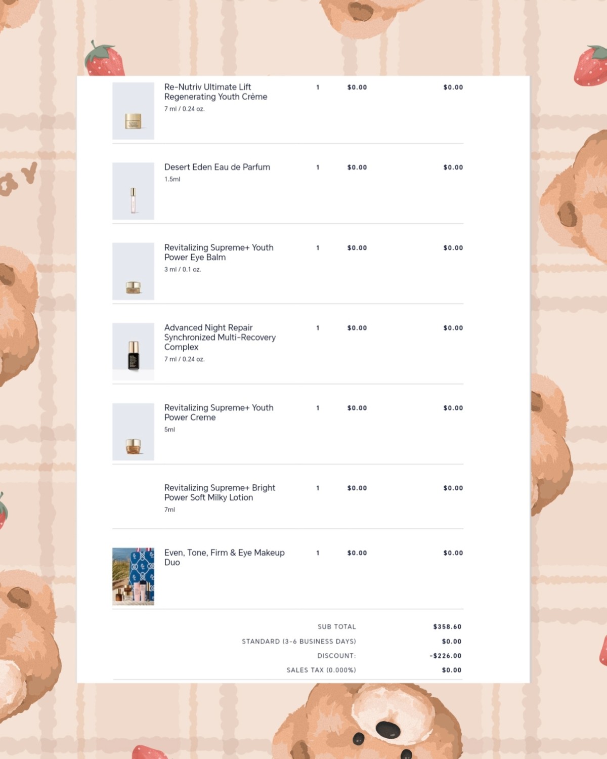 雅诗兰黛活动门槛降低了自然是忍不住买买买了  活动： 订单满