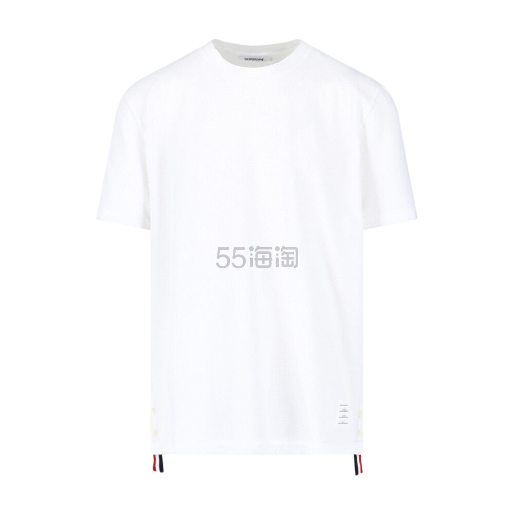 【23年春夏新品】THOM BROWNE. 男士后背经典织带设计白色半袖棉质T恤