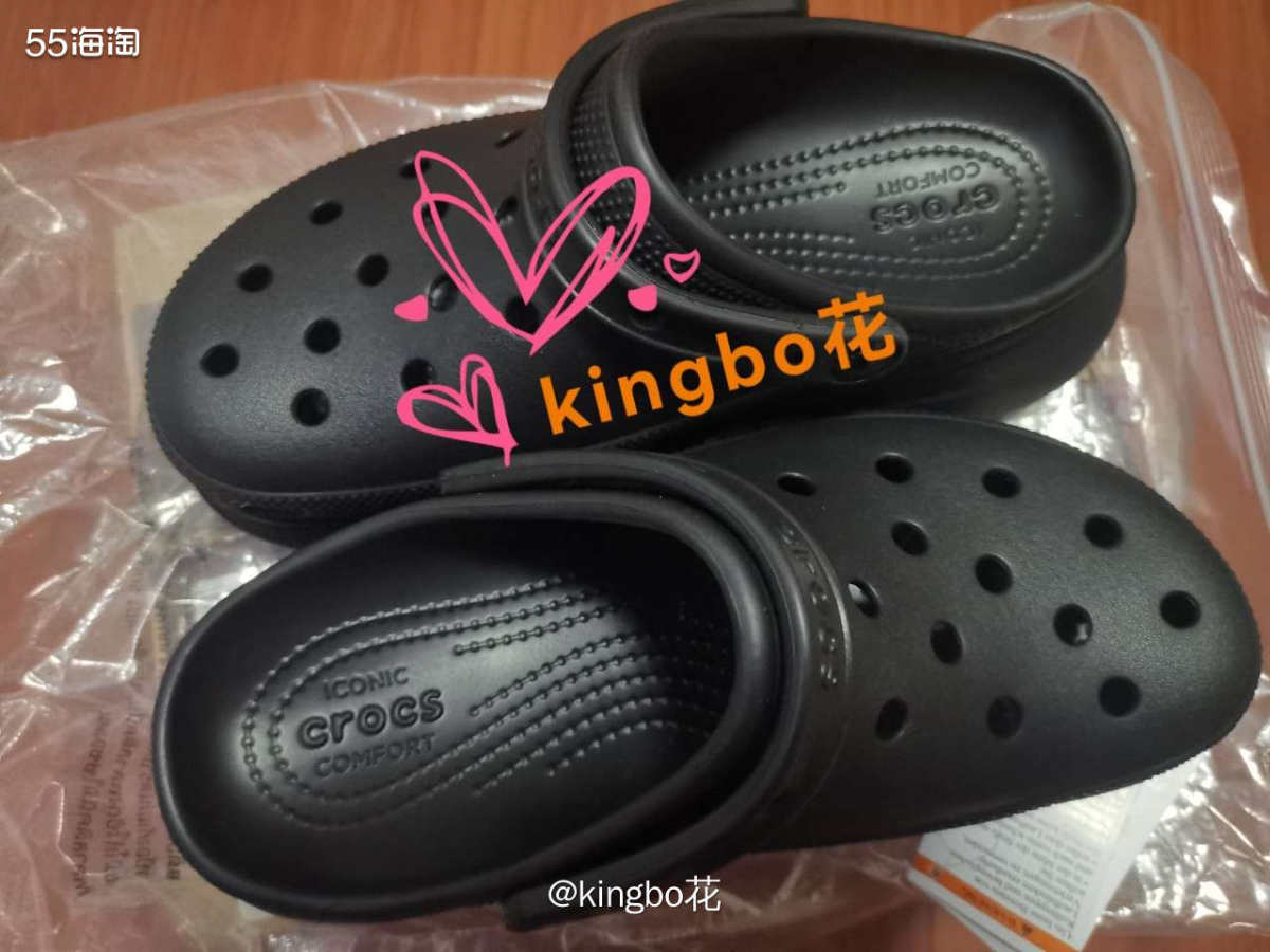 ⏺crocs黑色鲸鱼继续开箱，增高神器又线条流畅很好看  �