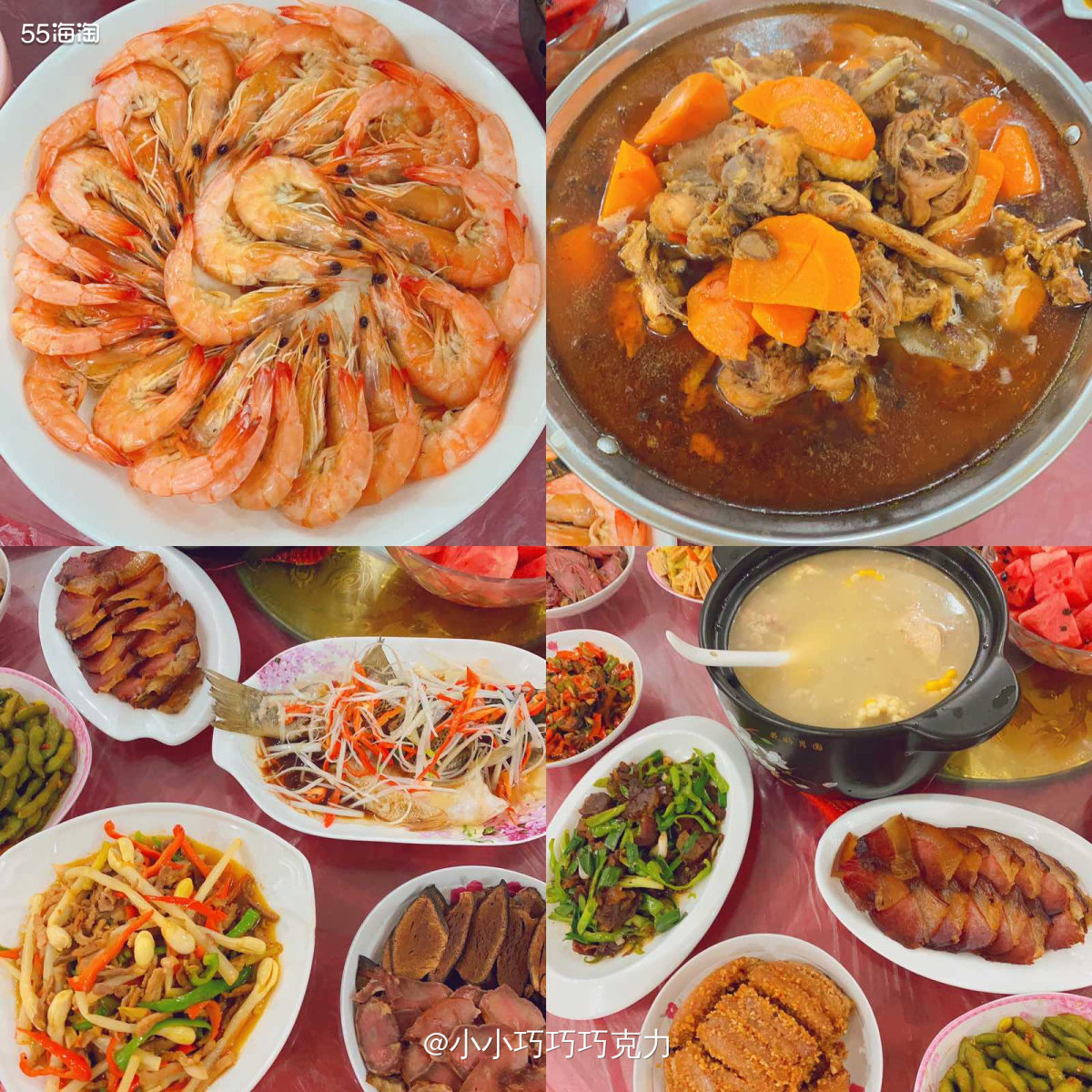 周密家里有客人妈妈又安排了超大一桌子好吃的，简直是像过年一样