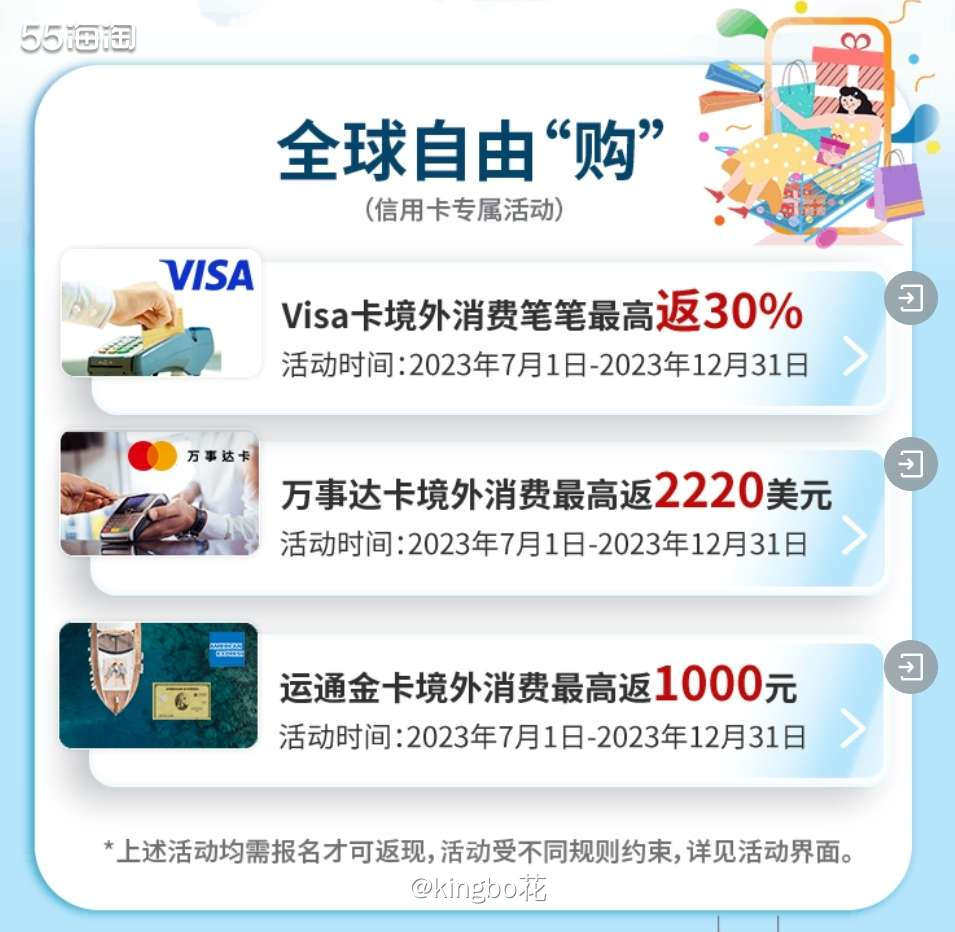 ⏺中信银行“全球消费季”，境外刷卡最高反30%！  🔷去年