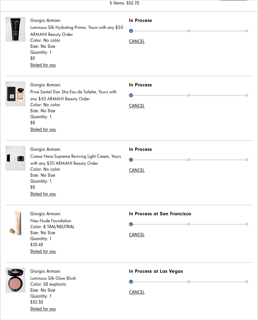 下单网站：Neiman Marcus 下单产品：阿玛尼新款粉