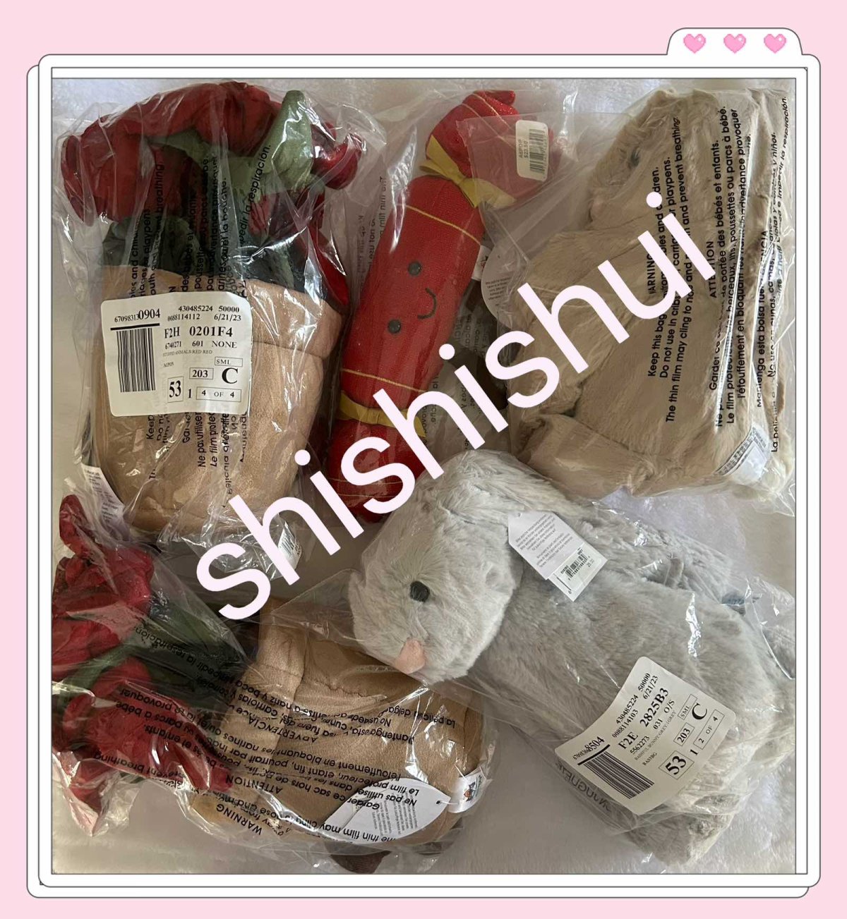 ✅买了一堆的jellycat，一个个都好可爱有木有，捏捏这个