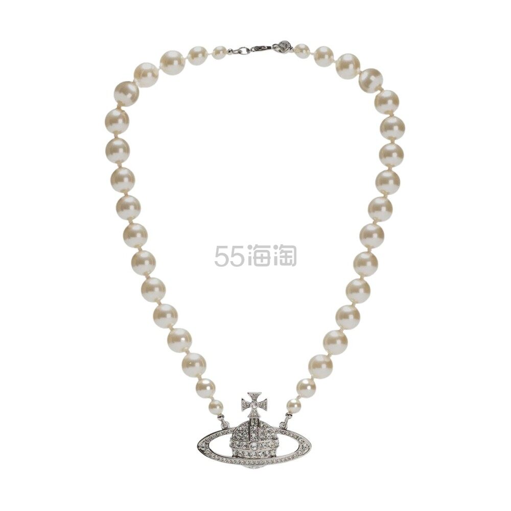 【热卖单品】Vivienne Westwood西太后 女士银色土星晶饰珍珠项链choker