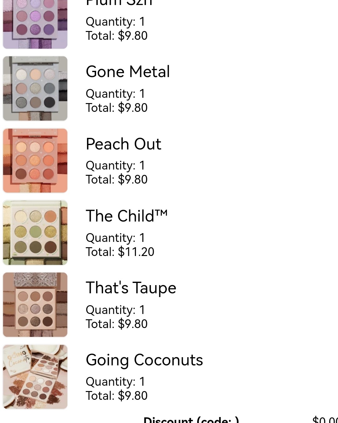 这是第二次买卡泡眼影盘啦~ 因为转运的原因，每次都是买6盘，