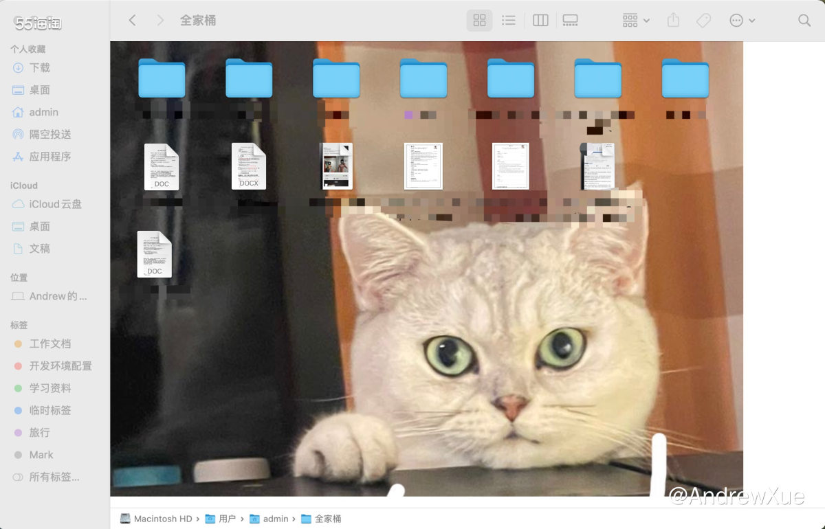 Mac Finder 访达中的默置的文件夹图标都是蓝色的，千