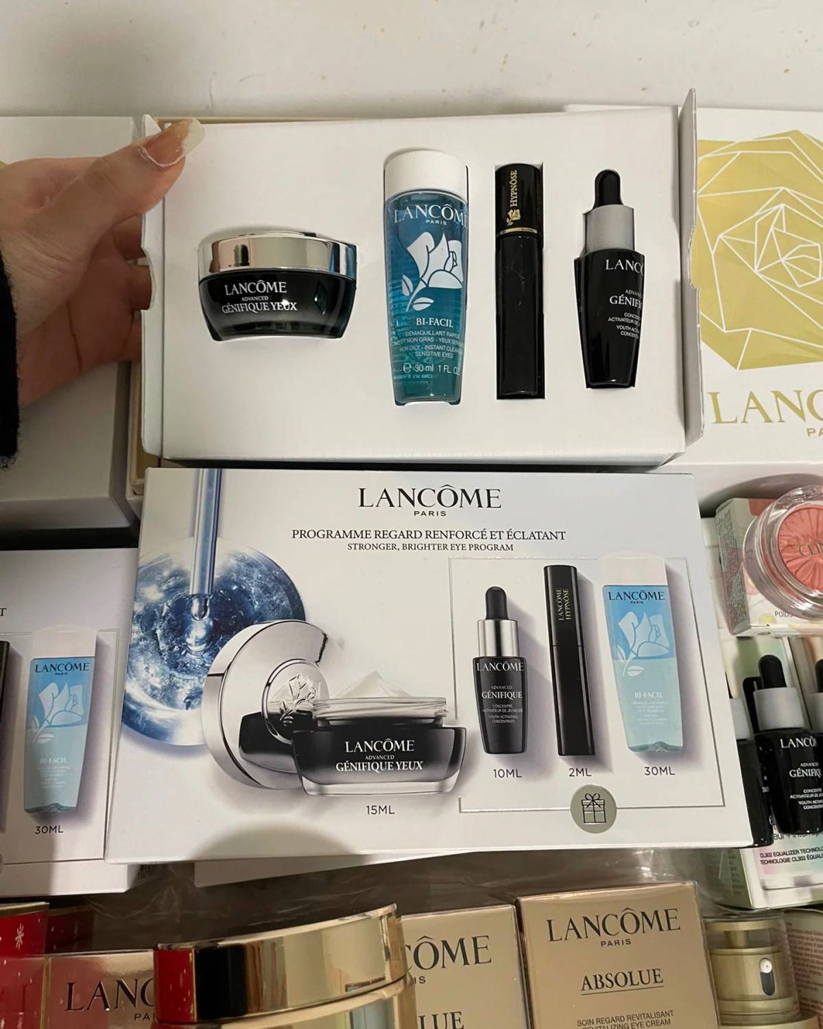 从各大官网海淘的最近都陆续到货了兰蔻菁纯面霜套装菁纯眼霜小黑