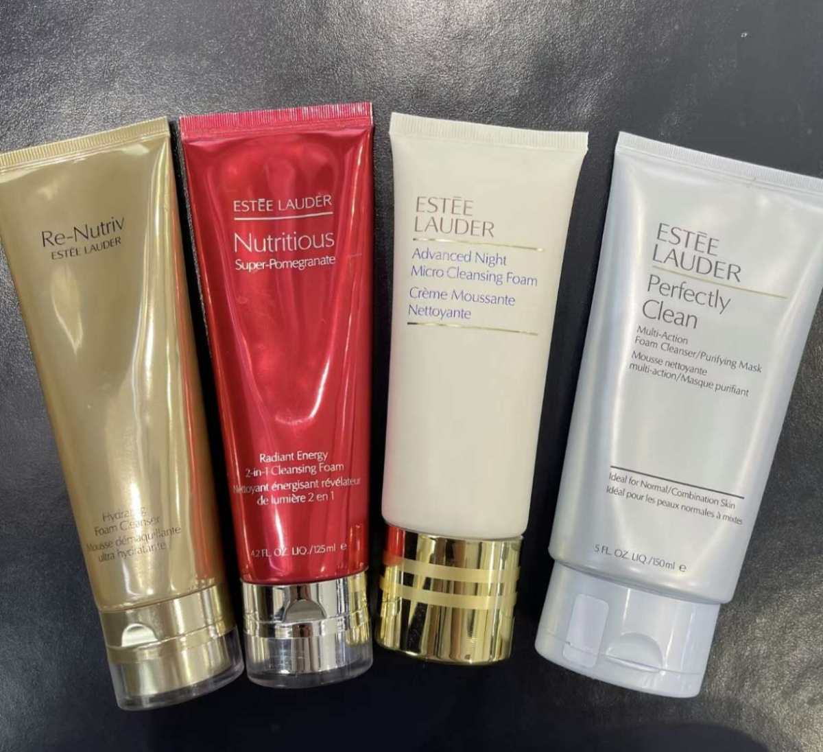 雅诗兰黛家的洁面乳这四款，白金洁面，红石榴洁面，蓝洁，小棕瓶