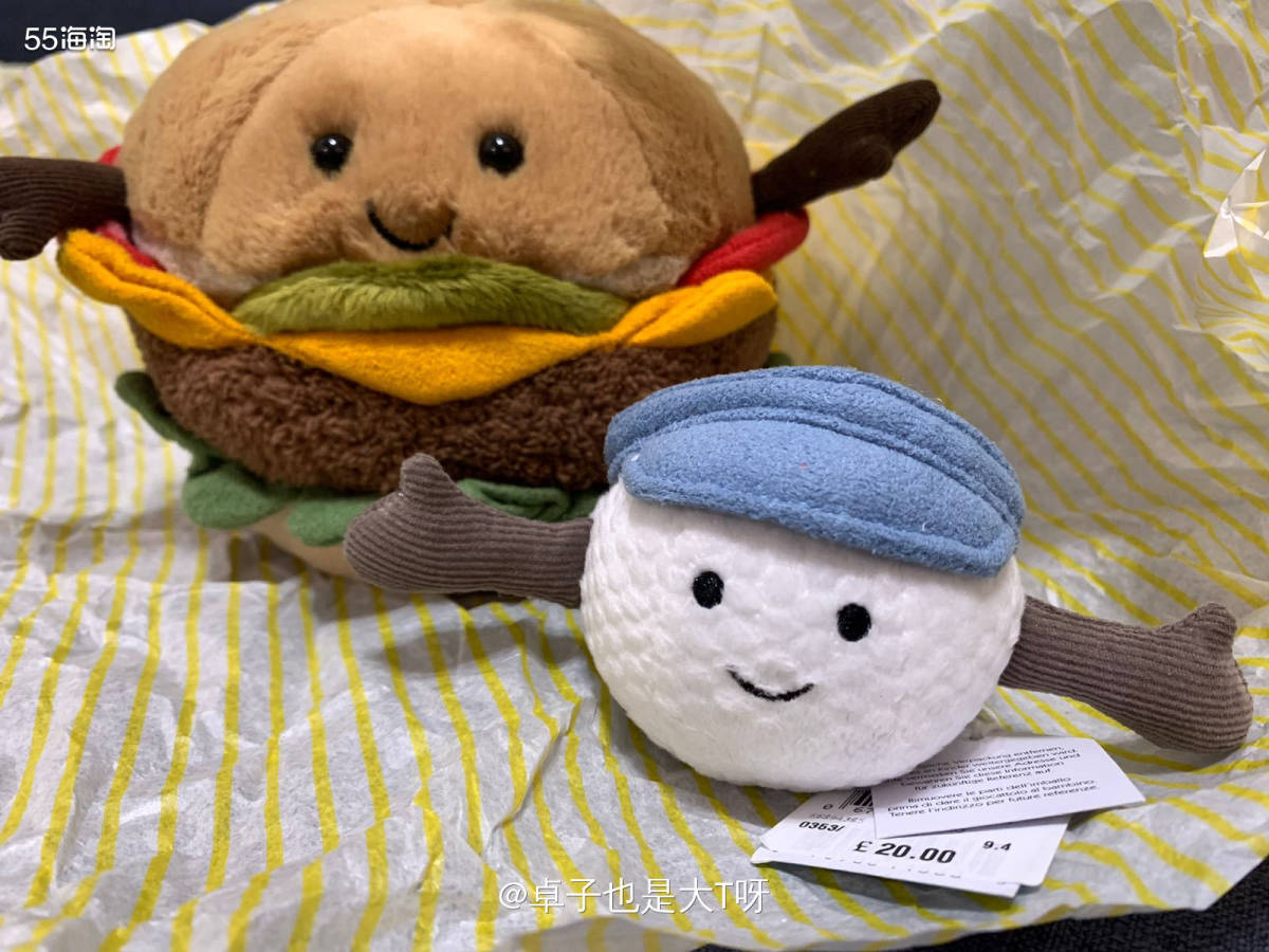 开箱产品:jellycat茄子汉堡包+2个球！ 购买平台: 