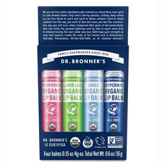 Dr Bronner's 布朗博士 有机蜂蜡润唇膏 4gx4 （无香+樱花+柠檬酸橙+薄荷）