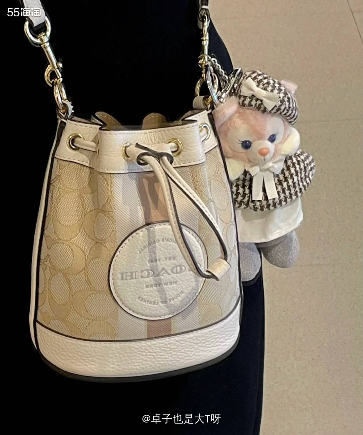 下单网站：美国coach奥莱官网 下单商品：奶茶色水桶包 支