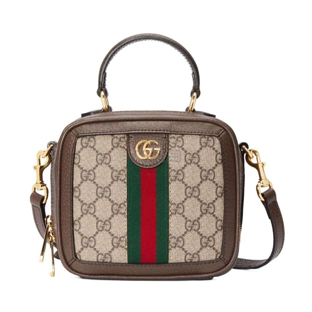 【24年春夏新品】GUCCI古驰 Ophidia系列 女士乌木色迷你手提包斜挎包