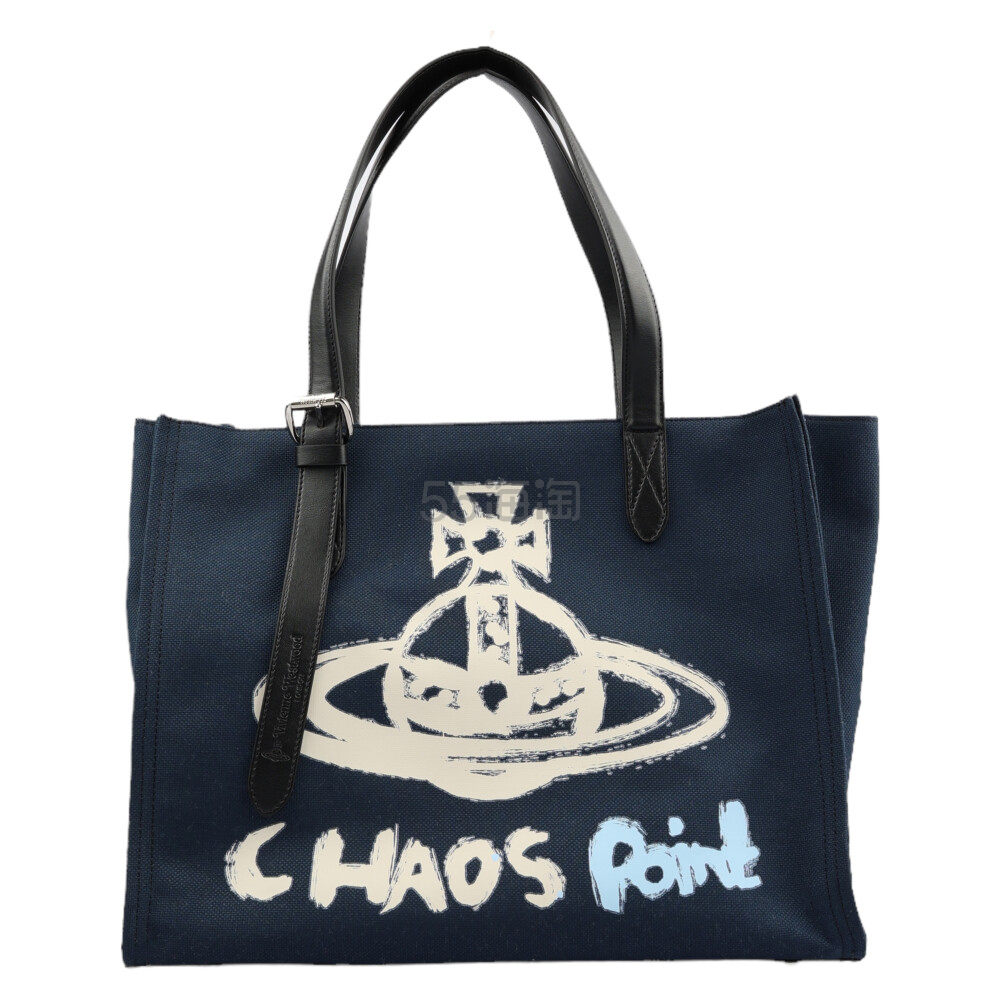 Vivienne Westwood西太后 女士藏蓝色图形涂鸦帆布手提包托特包