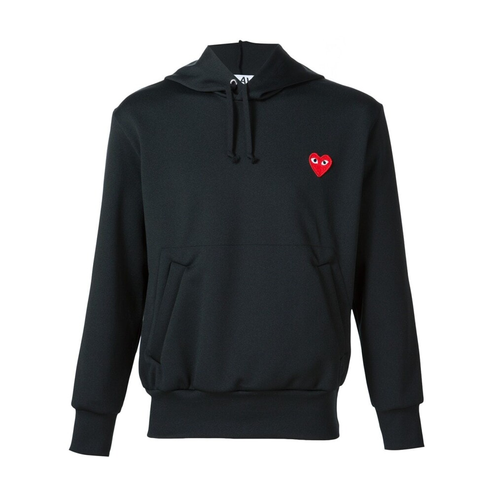 【23年秋冬新品】COMME des GARCONS play川久保玲 男士黑色心形logo刺绣连帽衫卫衣