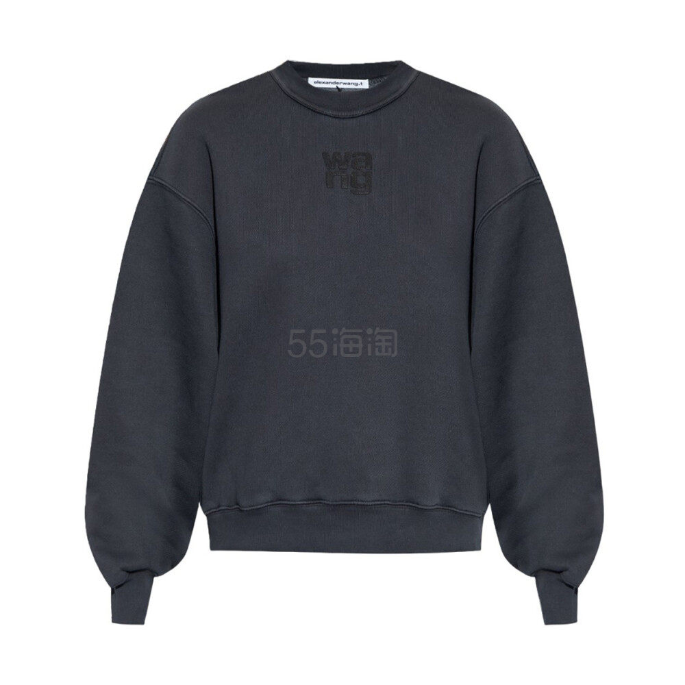 【24年春夏新品】 alexanderwang亚历山大王 女士灰黑色徽标圆领卫衣运动衫