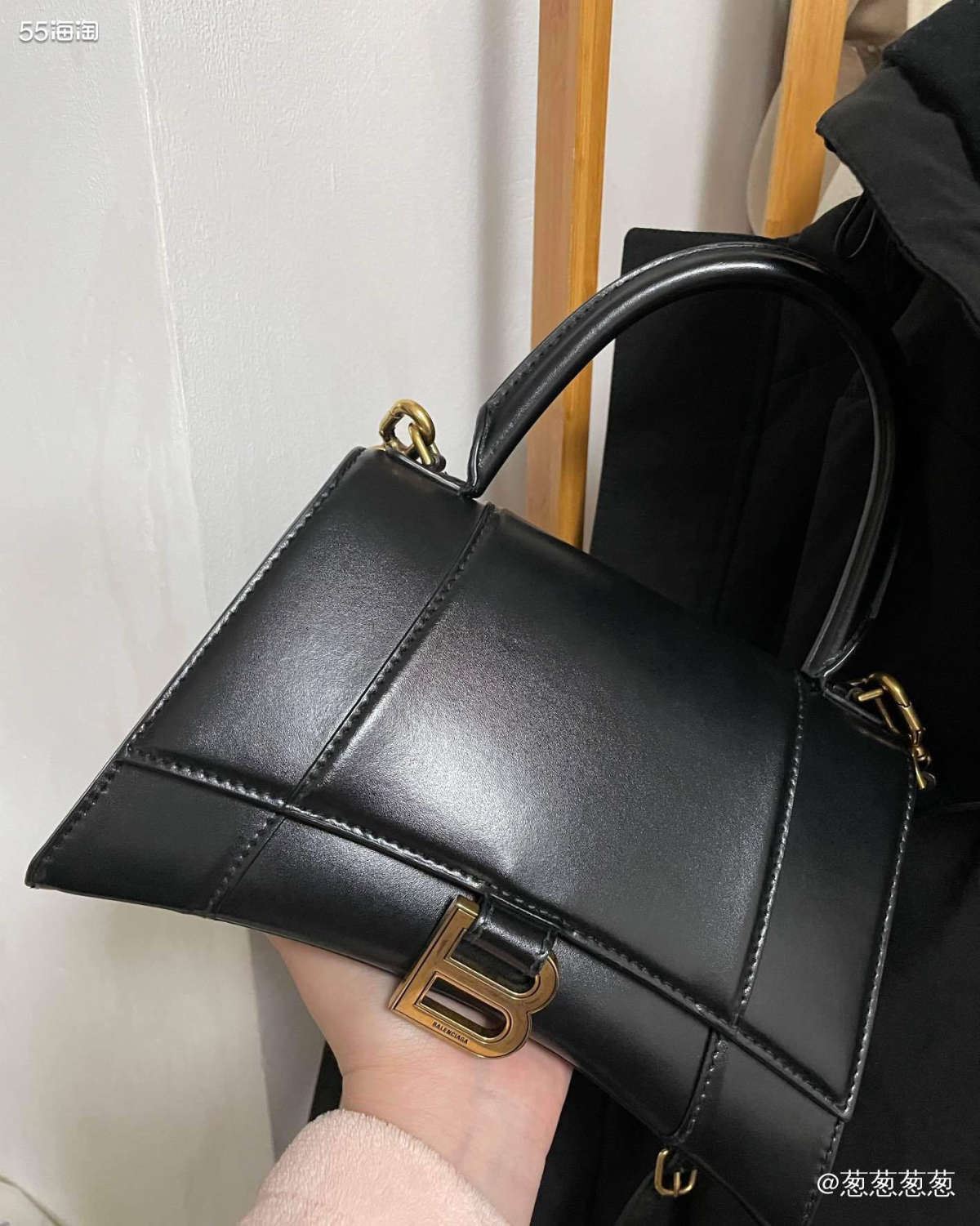🌈包包：巴黎世家hourglass黑金滑皮S ⭐️⭐️⭐️