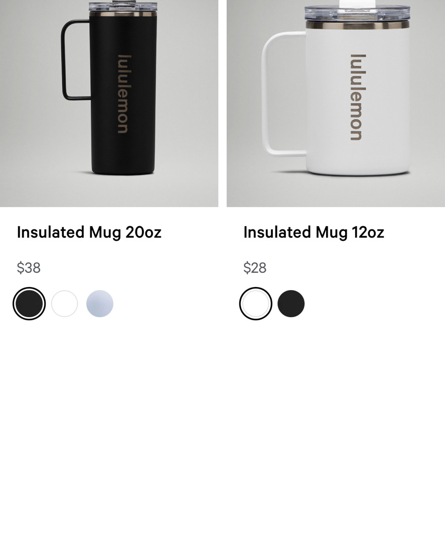 lululemon新推出的咖啡杯子20oz -12oz  店