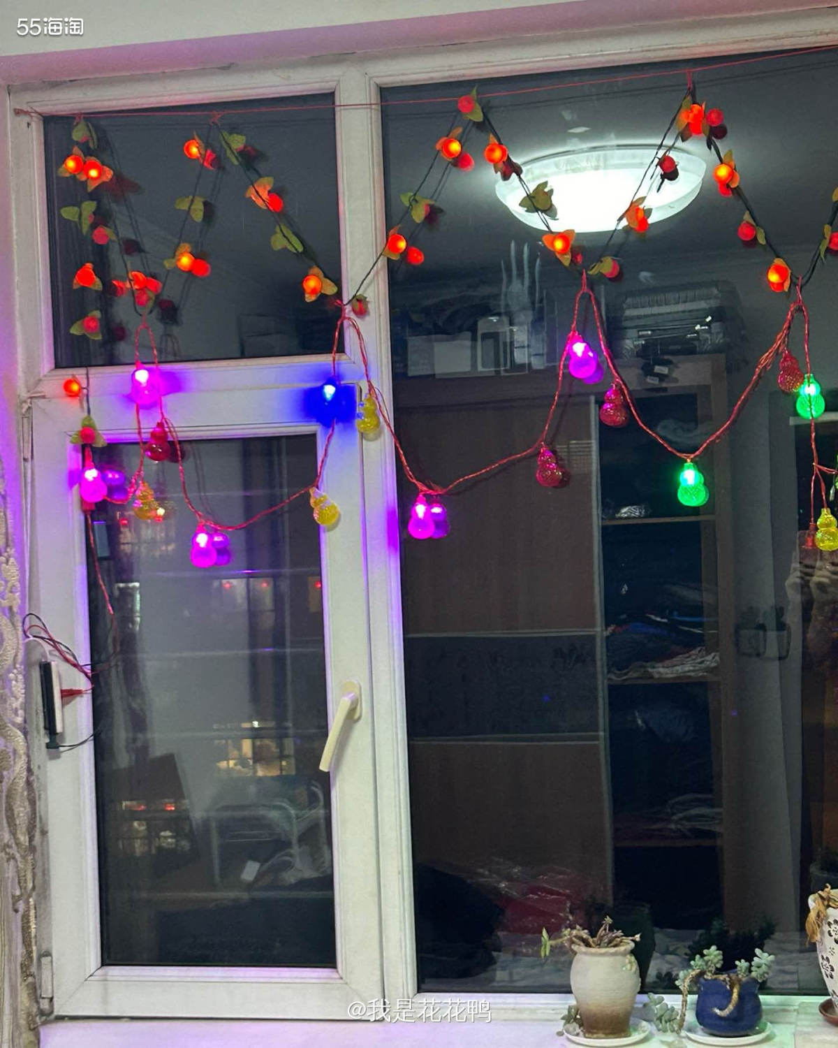 ❤️这个是在我婆婆家里的彩灯，都是挂在室内的，灯笼点的比较早