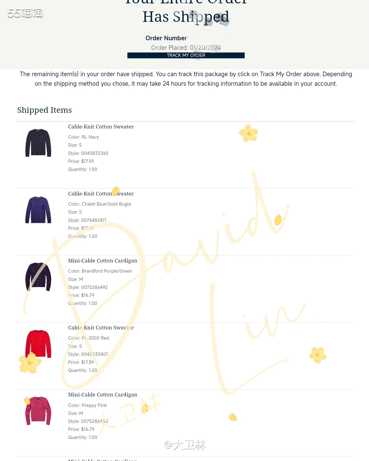 春节前下单的拉夫劳伦到货了😄，因为很多都是冬装，整体重量还