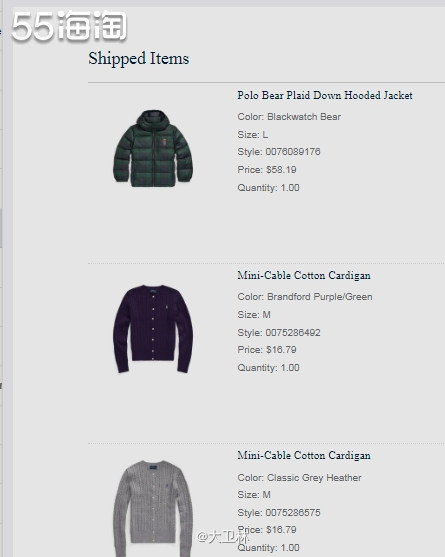 春节前下单的拉夫劳伦到货了😄，因为很多都是冬装，整体重量还