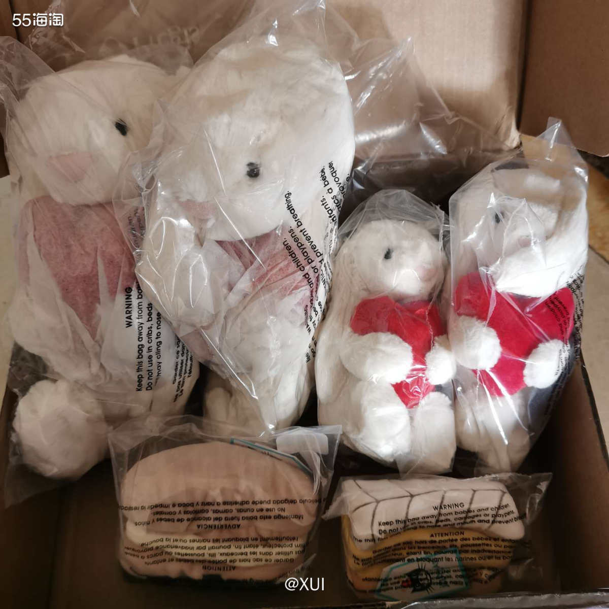 翻照片想起来过年前还有包裹没写完，nd买的大小爱心兔子、闪电