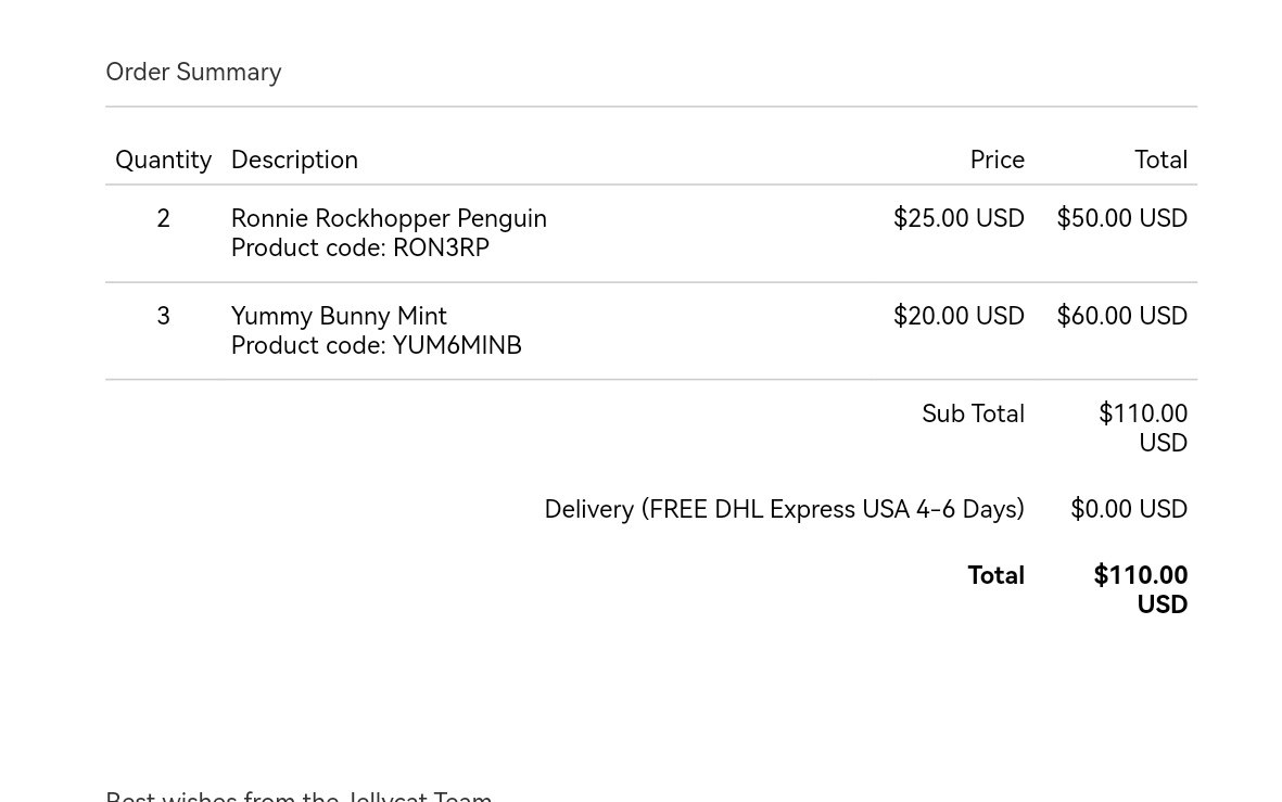 ✅下单网站：jellycat美国官网  ✅订单产品：炸毛企鹅