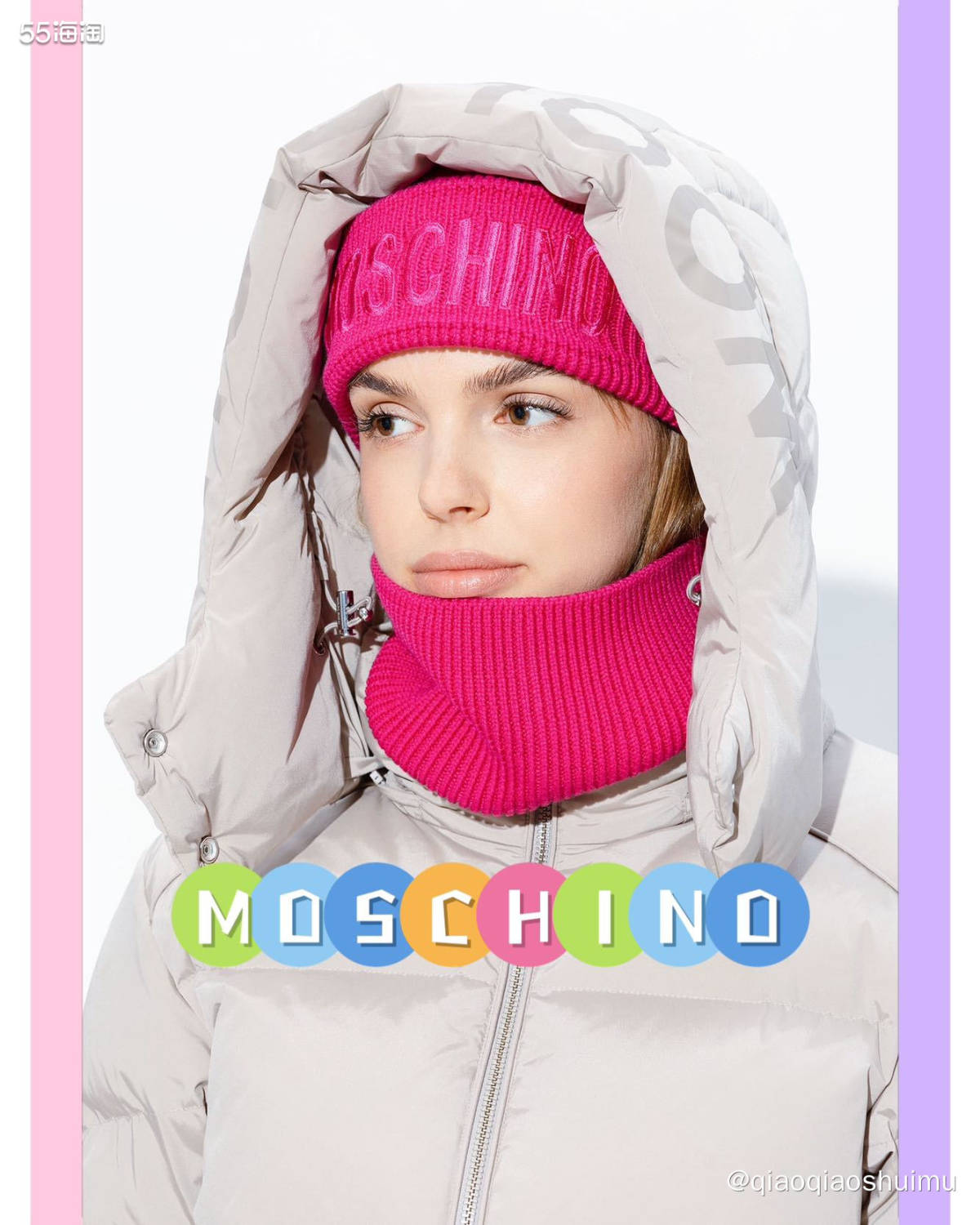 MOSCHINO可拆卸帽子围巾套组，特别适合妈妈呀,商家海淘攻略-55海淘社区