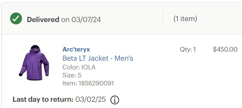 下单网站:REI 始祖鸟最难抢的24年新款新色 beta l